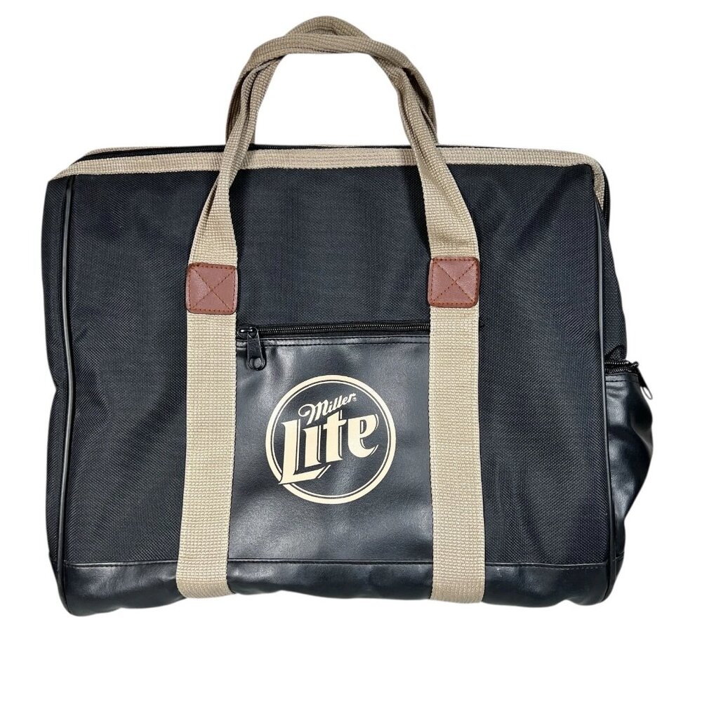 Miller Light Black Double Handle Front Logo Cooler Bag W/ Inside Liner Full Zip